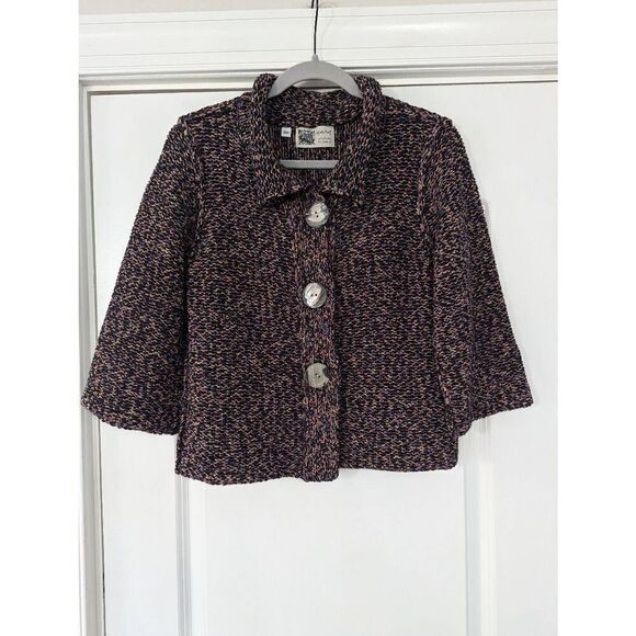 Habitat Cardigan Sweater women's size Small black knit‎ decorative buttons - Picture 1 of 7